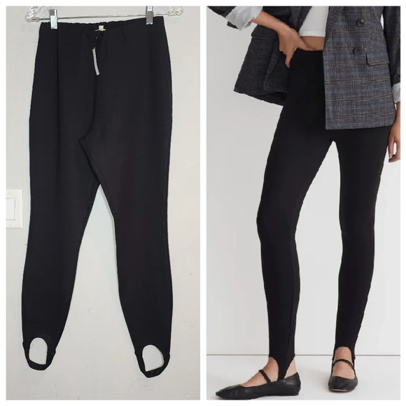 NWT Madewell Black Ponte Stirrup Leggings Women's Size large. - Picture 1 of 15